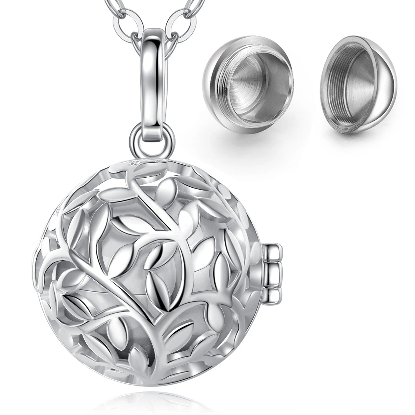 EUDORA urne crémation pendentif 18mm feuille d'olivier Cage médaillon porte-cendres souvenir Capsule collier boule creuse bijoux à bricoler soi-même k332n14 {{ tags }}