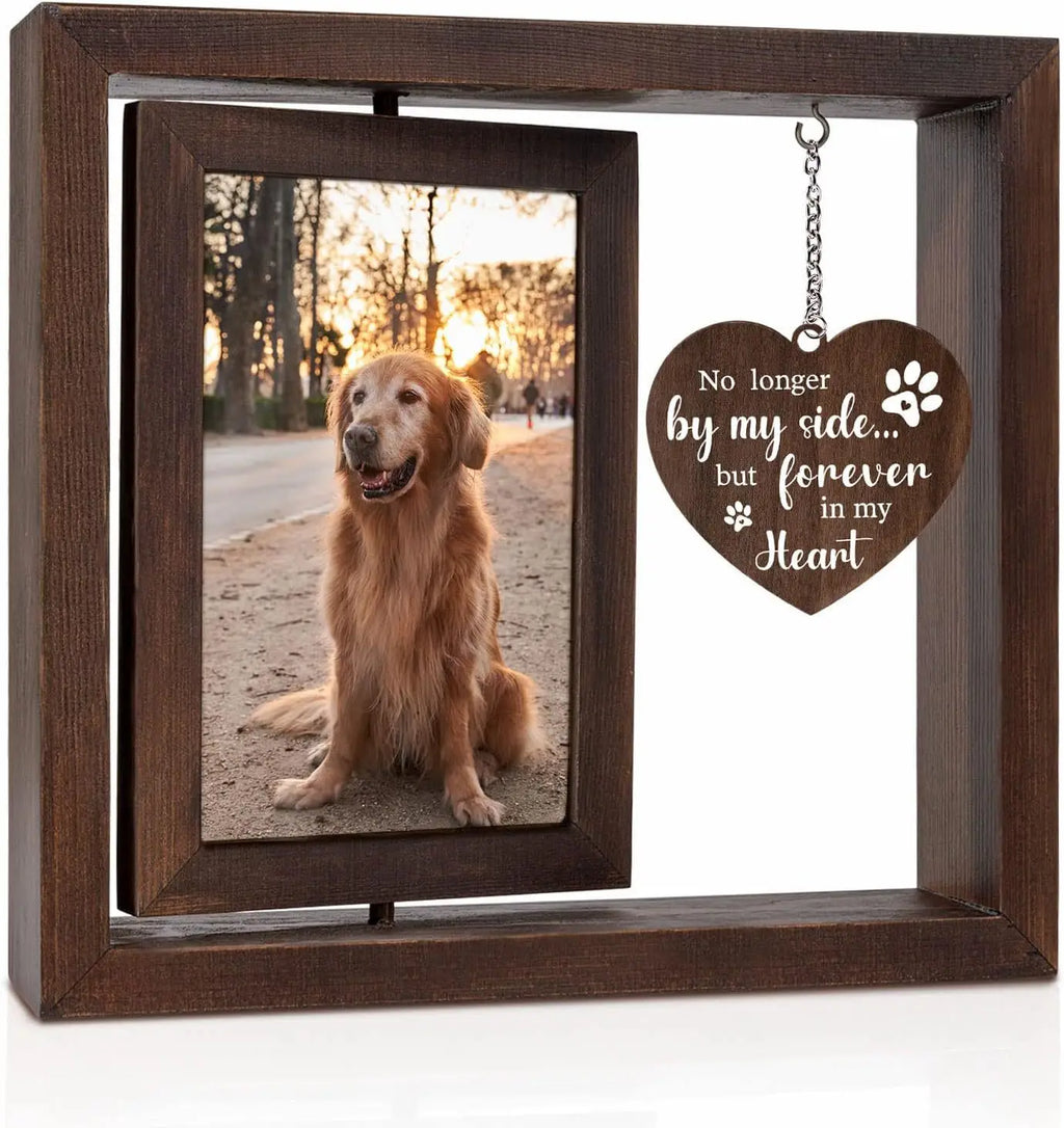 Cadre Photo rotatif en bois 4x6, cadeau commémoratif pour chien et chat, cadre Photo personnalisable Brun {{ tags }}