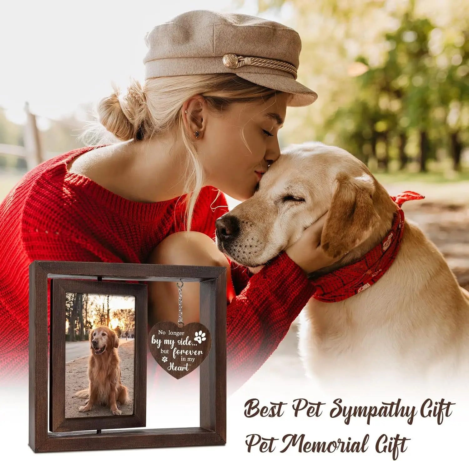 Cadre Photo rotatif en bois 4x6, cadeau commémoratif pour chien et chat, cadre Photo personnalisable {{ tags }}