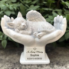 Marqueurs de tombe personnalisés pour animaux de compagnie, Statue d'ange commémorative en pierre avec mains de dieu, pierre de jardin pour animaux de compagnie China Mainland {{ tags }}