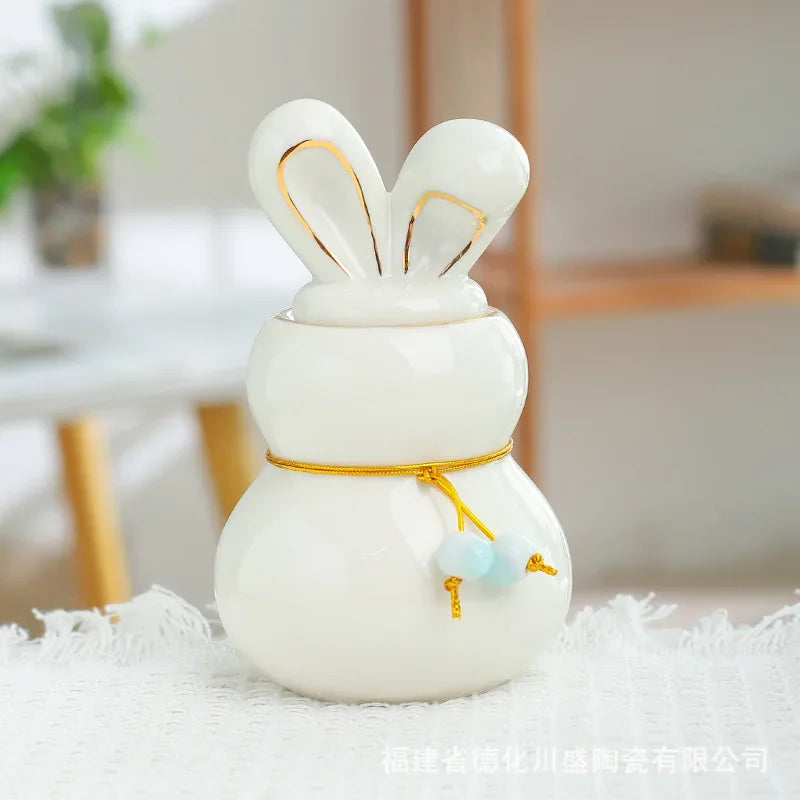 Mini urne en céramique pour crémation humaine, animal de compagnie, lapin, cendres de chien, funéraire, petite taille White 7.7X12.7CM 160ml {{ tags }}