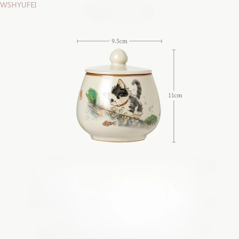 Pot de cendres funéraires motif de chat mignon {{ tags }}