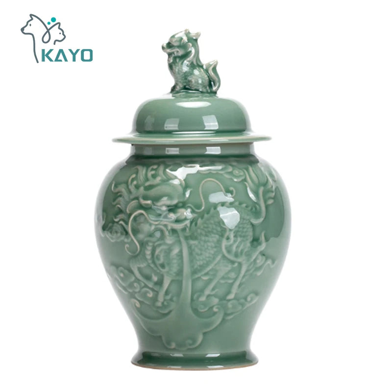 Grande urne faite à la main pour animaux de compagnie, couteau à main en céramique, Urne de processus carimplantée pour chien, Design de Bergame gravé, Artisan spécial YYQC 1400Ml {{ tags }}