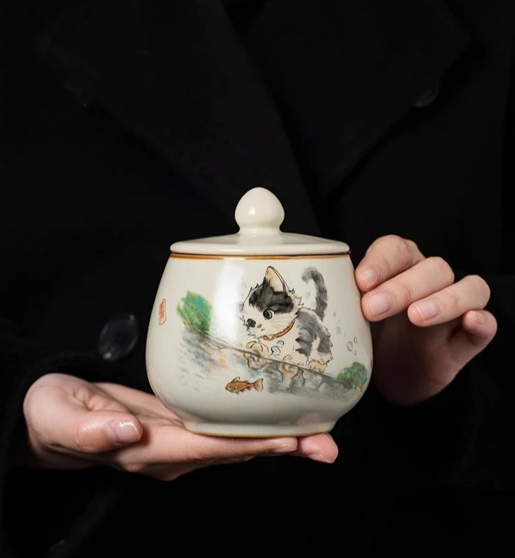 Pot de cendres funéraires motif de chat mignon {{ tags }}
