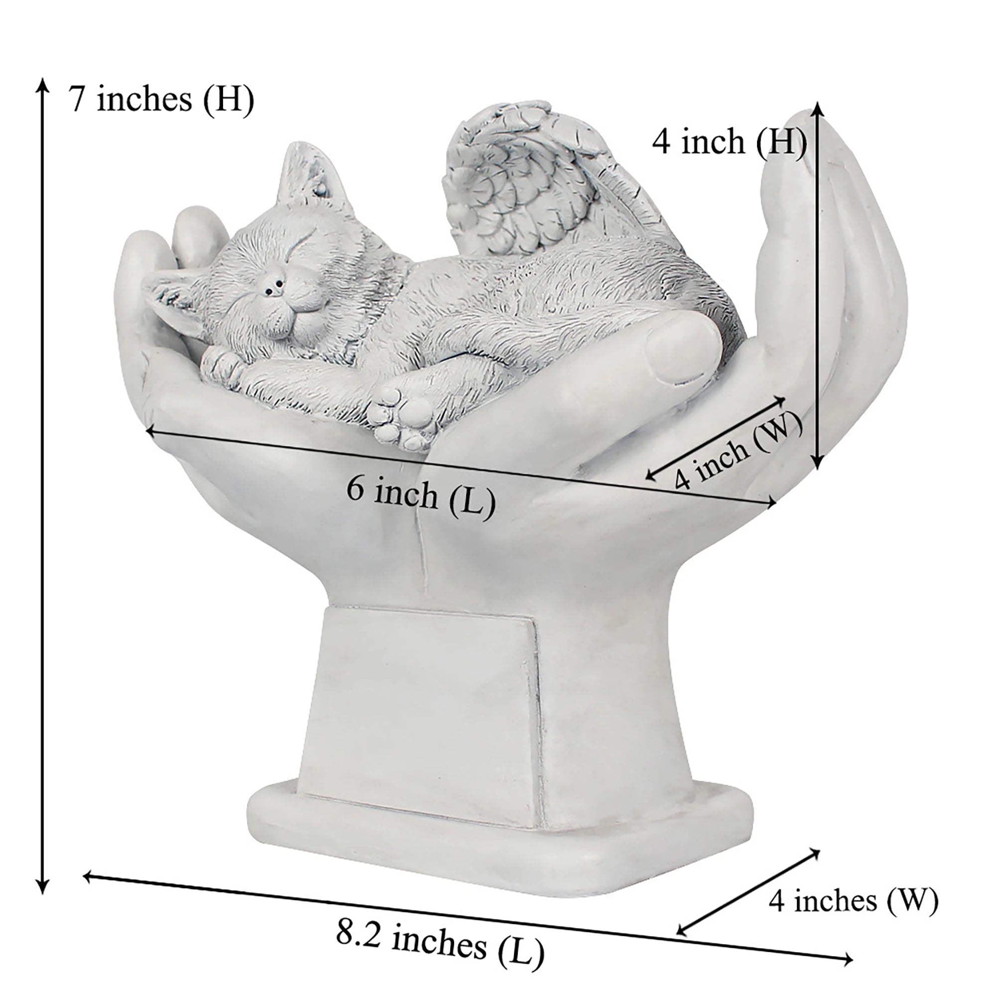 Marqueurs de tombe personnalisés pour animaux de compagnie, Statue d'ange commémorative en pierre avec mains de dieu, pierre de jardin pour animaux de compagnie {{ tags }}