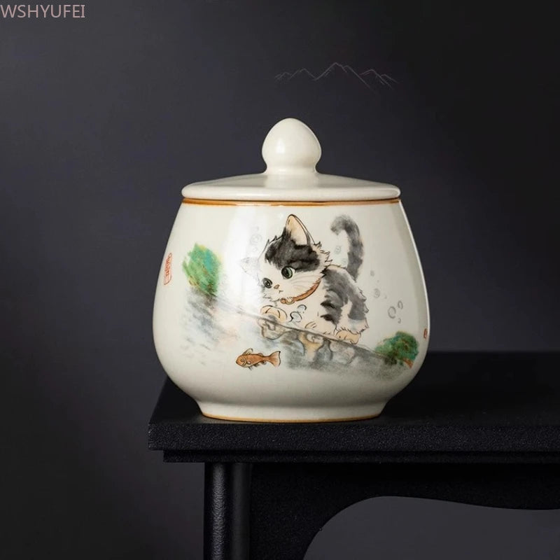 Pot de cendres funéraires motif de chat mignon {{ tags }}