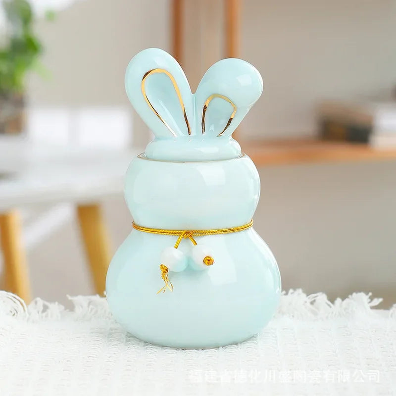 Mini urne en céramique pour crémation humaine, animal de compagnie, lapin, cendres de chien, funéraire, petite taille Blue 7.7X12.7CM 160ml {{ tags }}