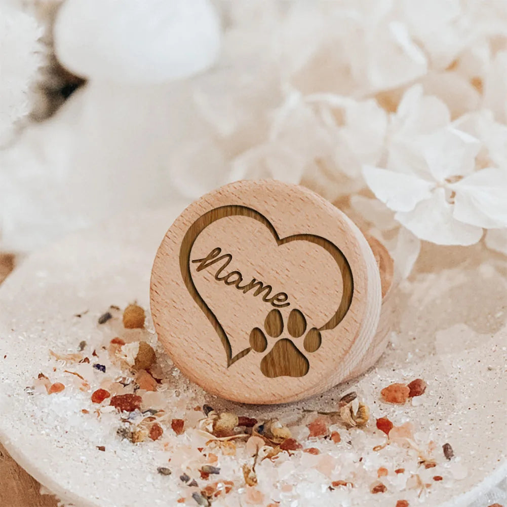 Boîte de rangement de cheveux d'animaux de compagnie, nom personnalisé, sculpture en bois, fournitures pour animaux de compagnie, boîtes commémoratives pour chiens, permettant de gagner des dents, cadeaux commémoratifs p NO.1 Name birth - death {{ tags }}