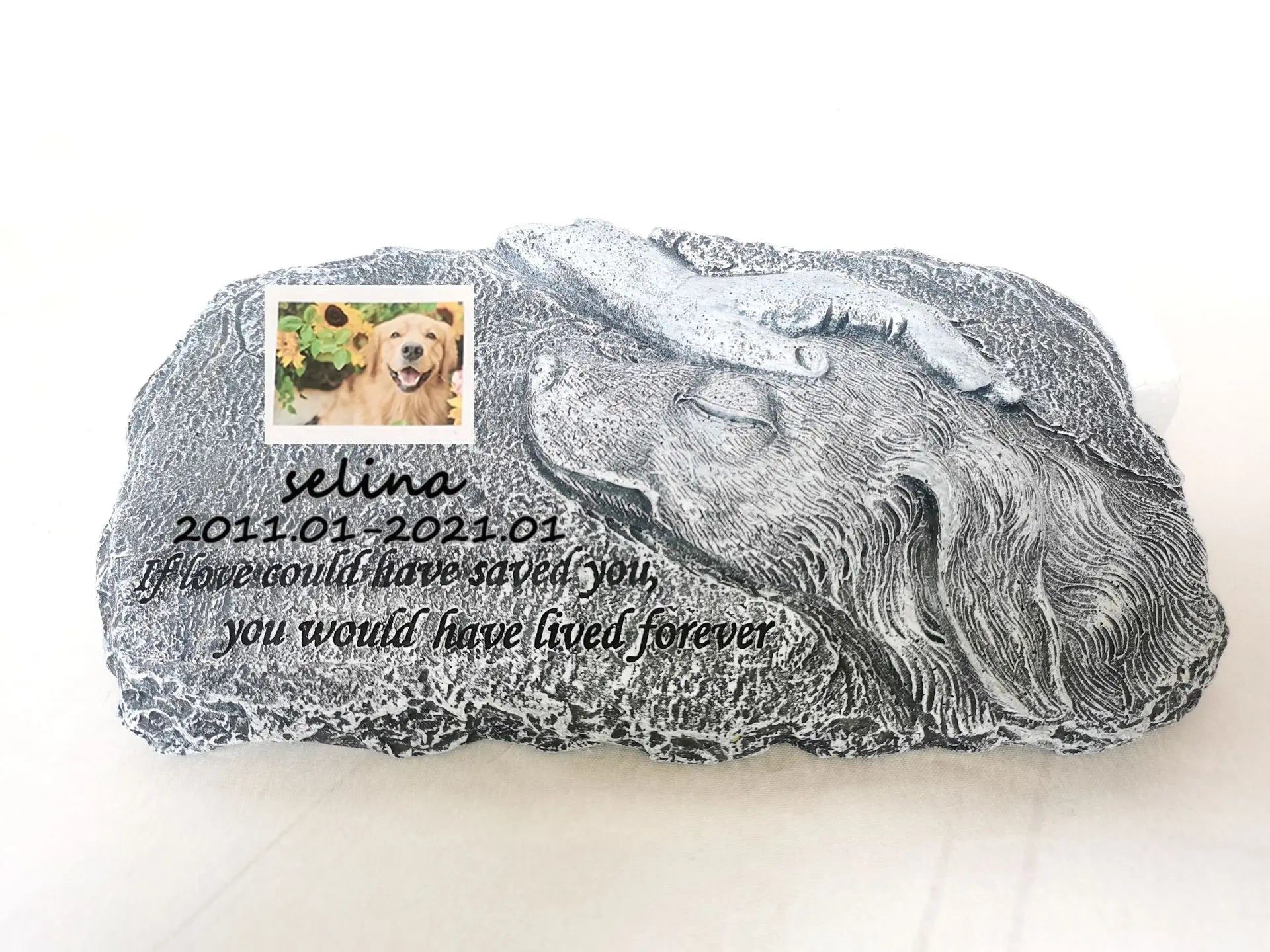 Pierre tombale commémorative personnalisée pour animaux de compagnie, nom imprimé, année, chien, chat, pierre tombe en résine, Souvenir de pierre tombale sur mesure {{ tags }}