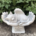 Marqueurs de tombe personnalisés pour animaux de compagnie, Statue d'ange commémorative en pierre avec mains de dieu, pierre de jardin pour animaux de compagnie {{ tags }}