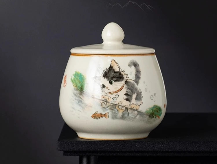 Pot de cendres funéraires motif de chat mignon {{ tags }}