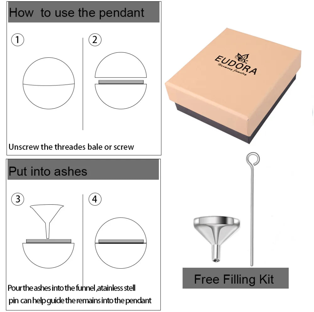 EUDORA-Pendentif funéraire pour urne, 18mm, porte-médaillon, capsule Keepplex, carillon, boule, bijoux fins, DIY, K408 {{ tags }}