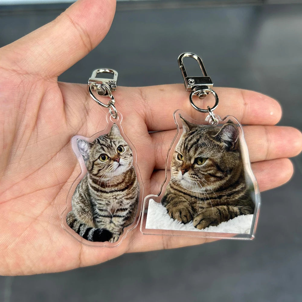 Porte-clés personnalisé en acrylique avec Photo d'animal de compagnie, 2 pièces, Portrait de chien et de chat, porte-clés Photo de chien personnalisé, cadeau commémoratif pour animaux de compagnie {{ tags }}