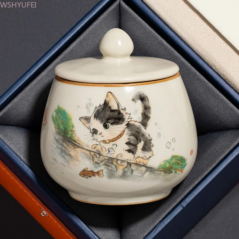 Pot de cendres funéraires motif de chat mignon {{ tags }}