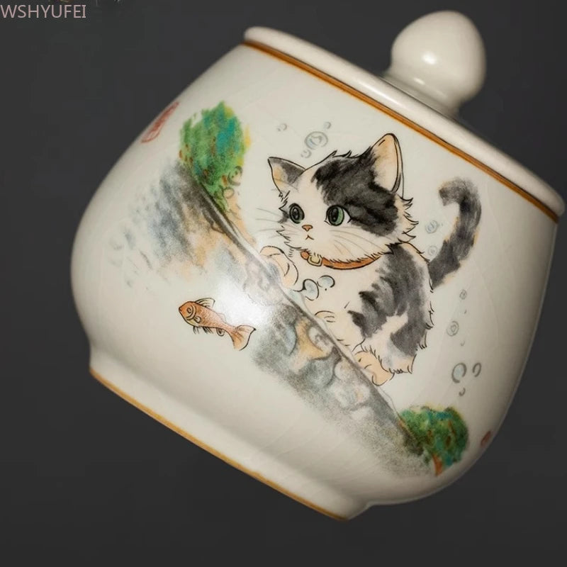 Pot de cendres funéraires motif de chat mignon {{ tags }}