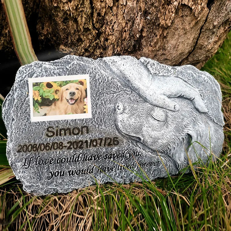 Pierre tombale commémorative personnalisée pour animaux de compagnie, nom imprimé, année, chien, chat, pierre tombe en résine, Souvenir de pierre tombale sur mesure {{ tags }}