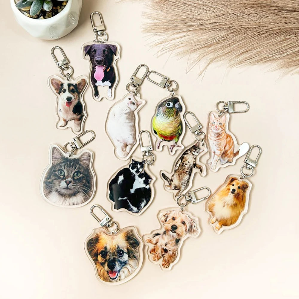 Porte-clés personnalisé en acrylique avec Photo d'animal de compagnie, 2 pièces, Portrait de chien et de chat, porte-clés Photo de chien personnalisé, cadeau commémoratif pour animaux de compagnie {{ tags }}