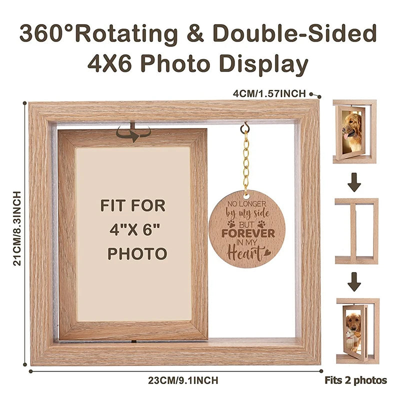 Cadre Photo commémoratif en bois Double face rotatif 4x6, décor de table, cadeau commémoratif de deuil pour chats et chiens, accessoires pour animaux de compagnie {{ tags }}