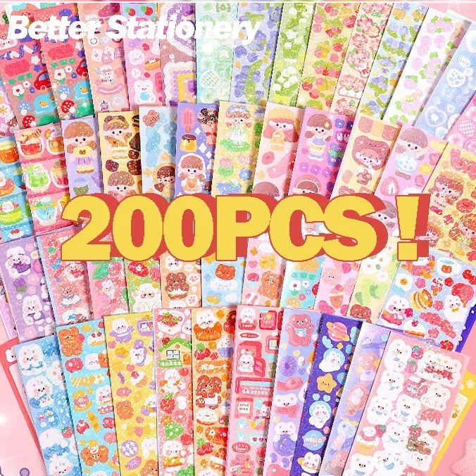 Méga Pack 200 Stickers Kawaii | Autocollants Mignons Scrapbooking {{ tags }}