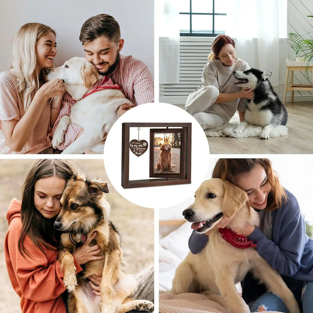 Cadre Photo rotatif en bois 4x6, cadeau commémoratif pour chien et chat, cadre Photo personnalisable {{ tags }}