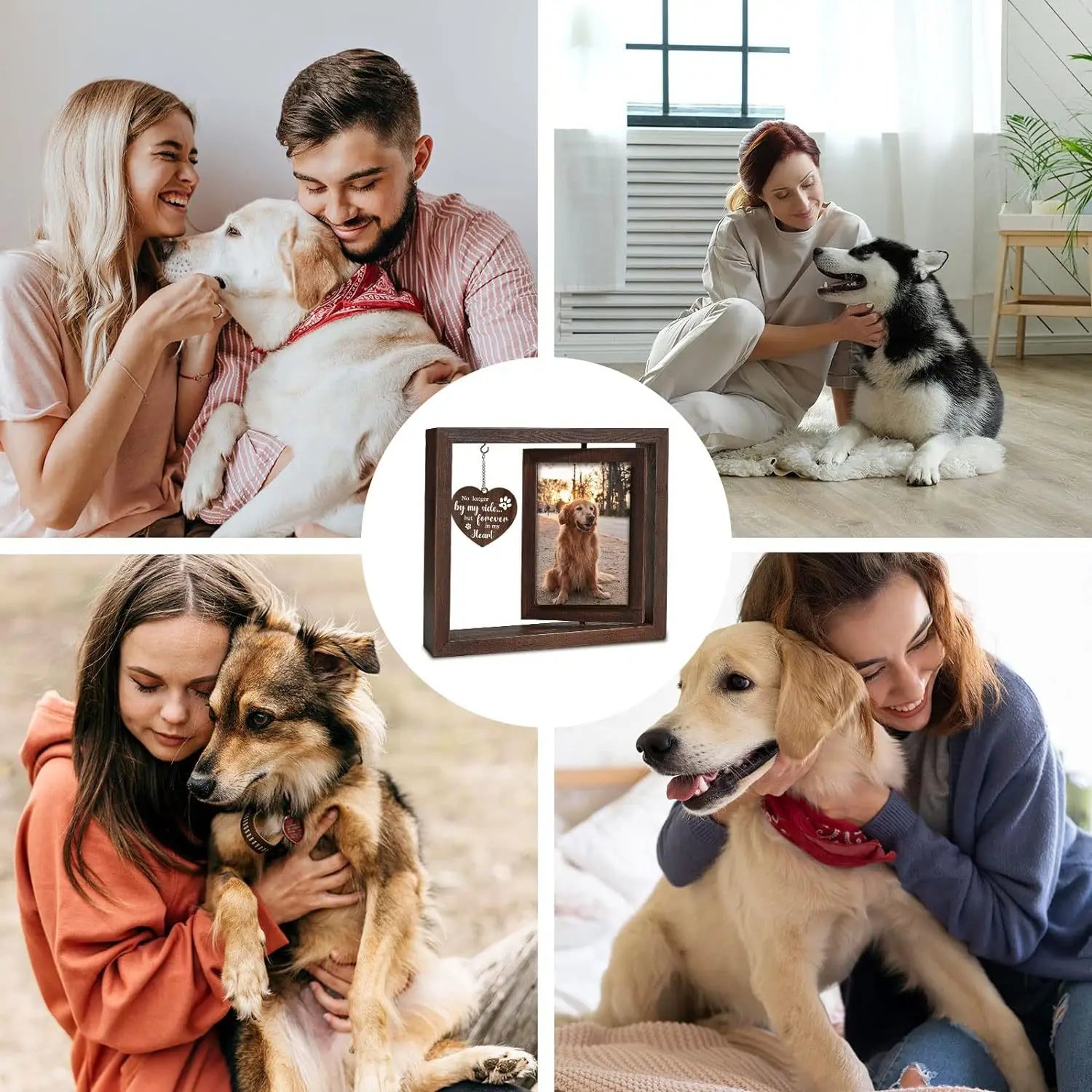 Cadre Photo rotatif en bois 4x6, cadeau commémoratif pour chien et chat, cadre Photo personnalisable {{ tags }}