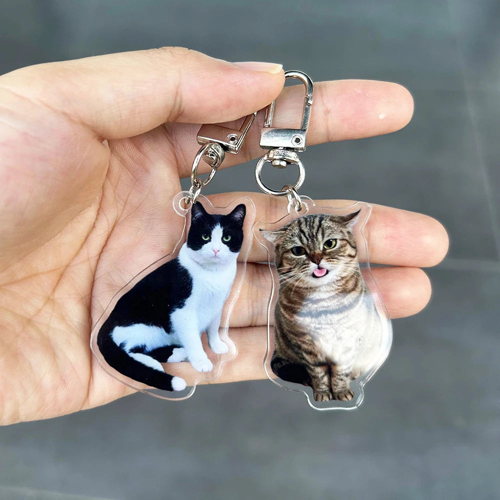Porte-clés personnalisé en acrylique avec Photo d'animal de compagnie, 2 pièces, Portrait de chien et de chat, porte-clés Photo de chien personnalisé, cadeau commémoratif pour animaux de compagnie {{ tags }}