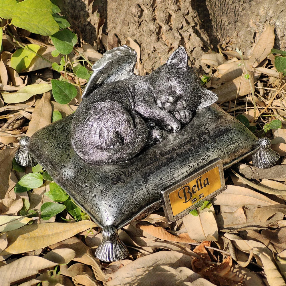 Urnes personnalisées pour cendres de chat, urnes commémoratives de crémation pour chat en résine, cadeau de statue commémorative de chat d'ange Default Title {{ tags }}