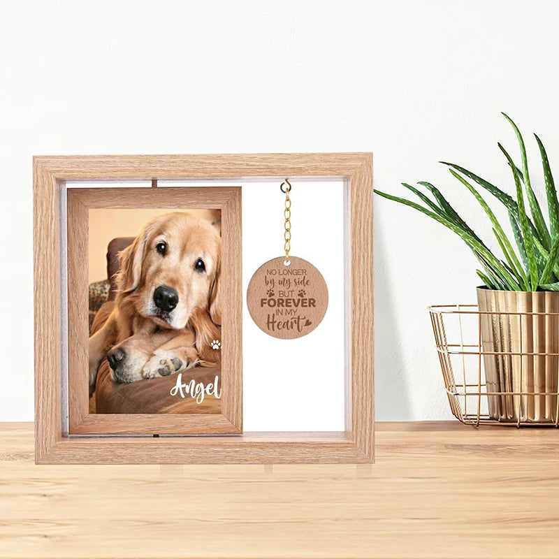 Cadre Photo commémoratif en bois Double face rotatif 4x6, décor de table, cadeau commémoratif de deuil pour chats et chiens, accessoires pour animaux de compagnie {{ tags }}