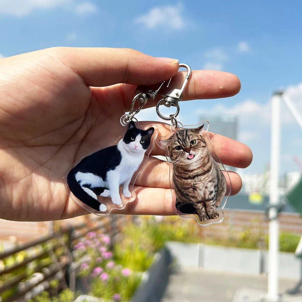 Porte-clés personnalisé en acrylique avec Photo d'animal de compagnie, 2 pièces, Portrait de chien et de chat, porte-clés Photo de chien personnalisé, cadeau commémoratif pour animaux de compagnie {{ tags }}