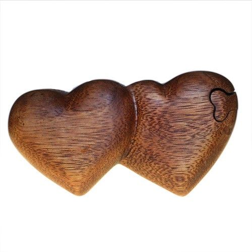 Boîte puzzle en bois Coeurs jumelés