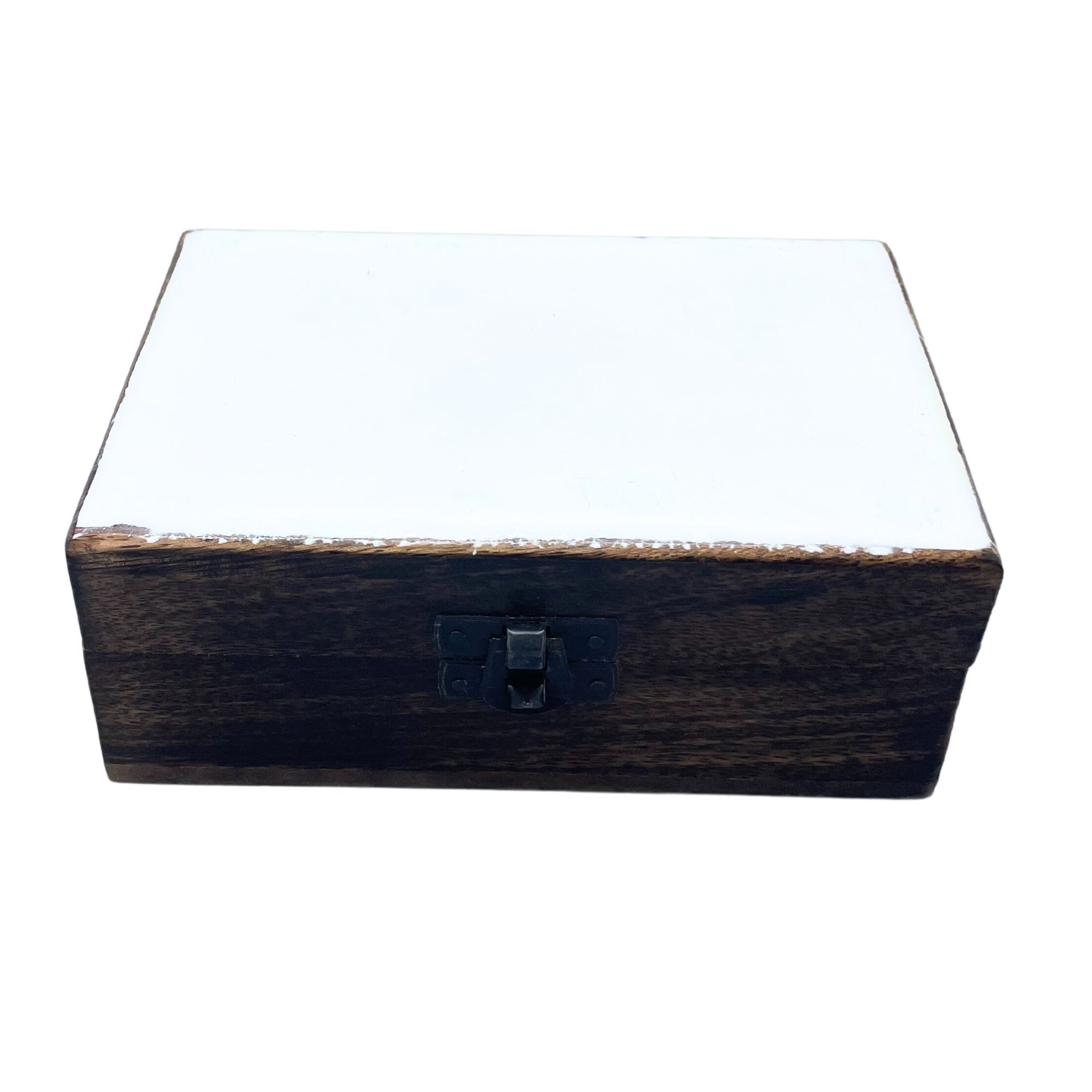 Boîte bois céramique blanche
