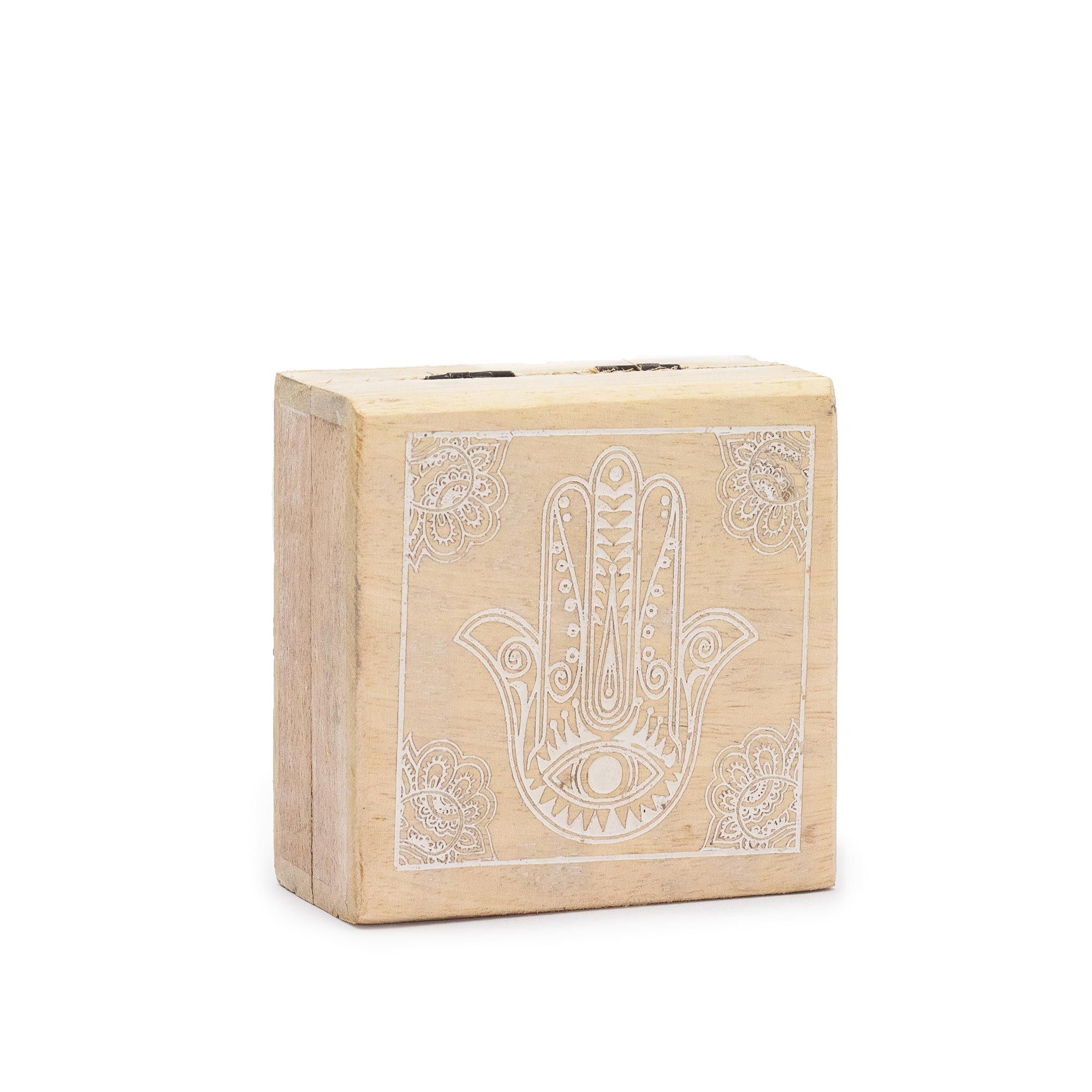 Boîte carrée Hamsa whitewash