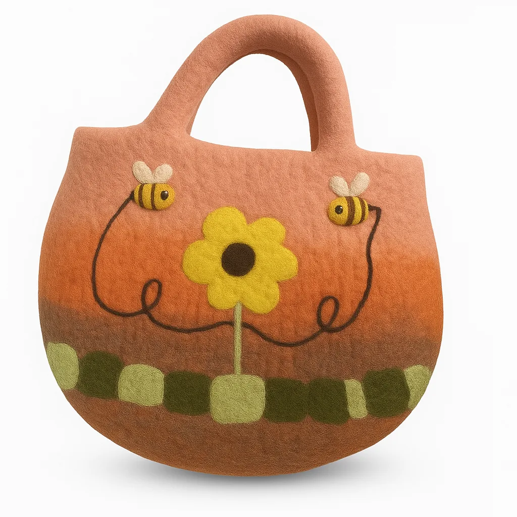 Sac feutré tournesols et abeilles
