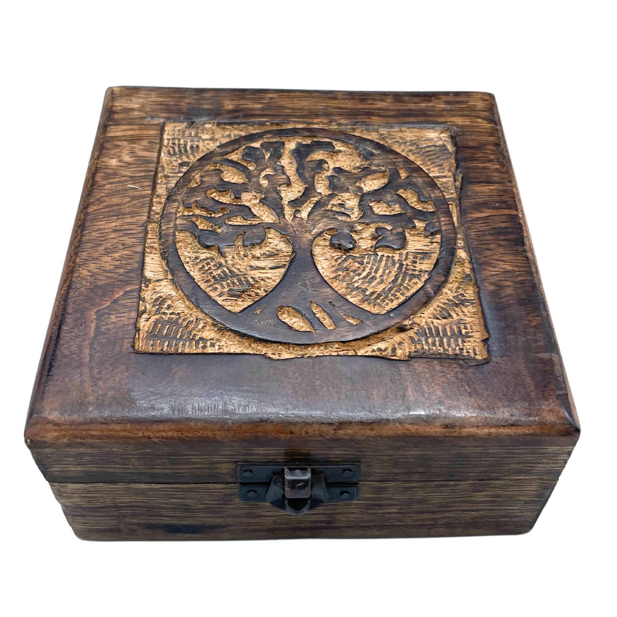Boîte souvenir bois 13x13x6 cm Arbre de vie