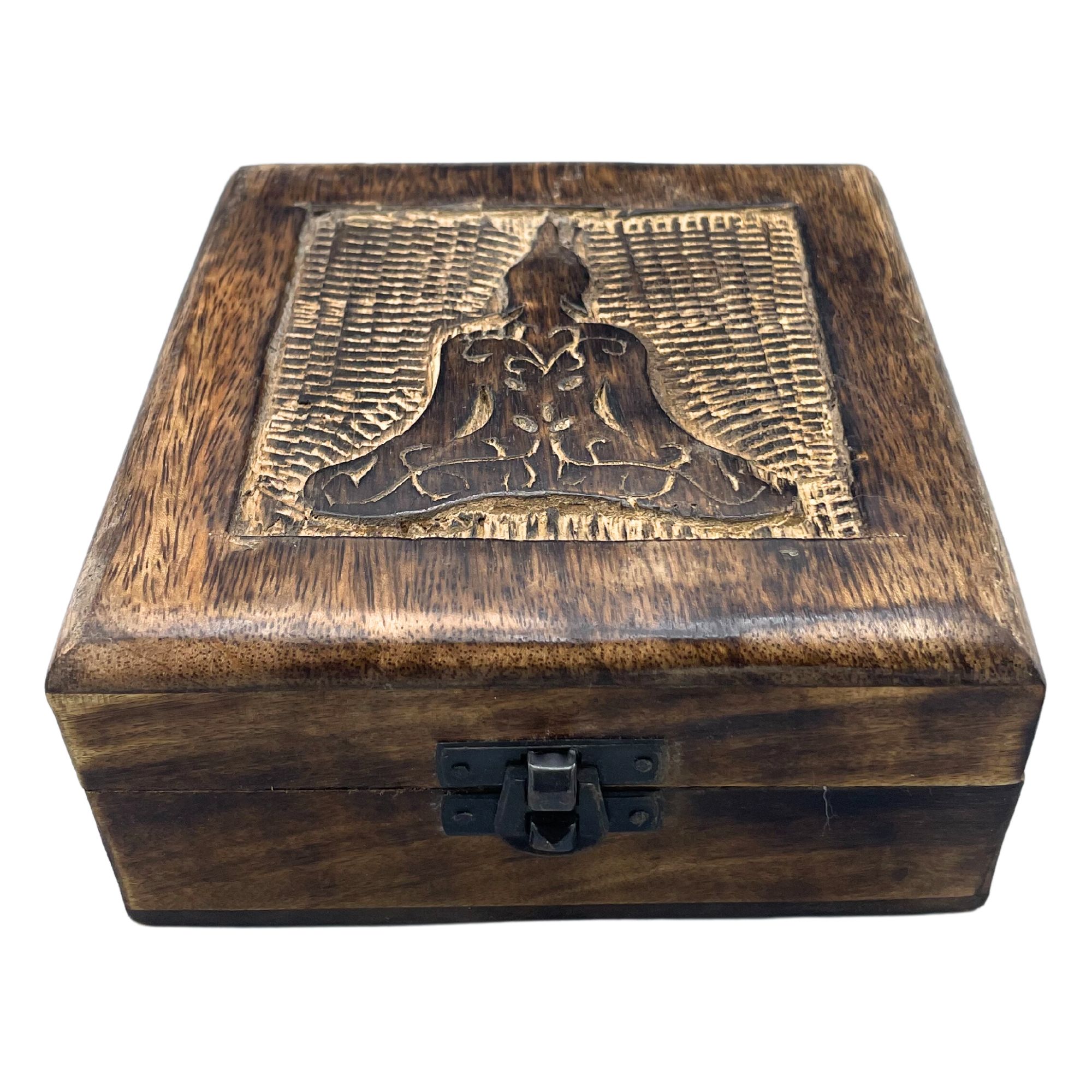 Boîte carrée en bois Bouddha