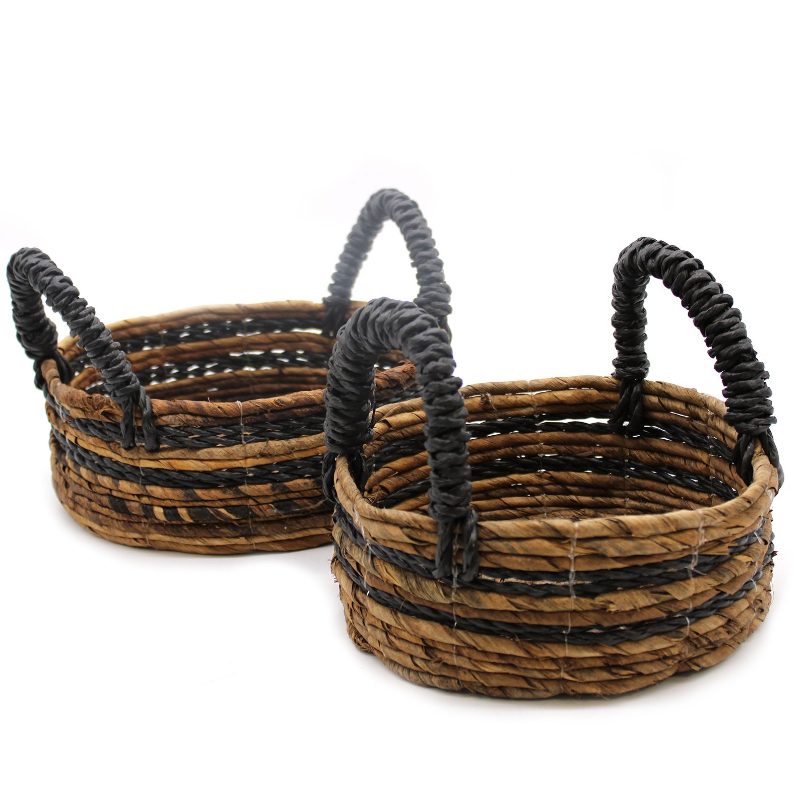 Panier bananier & raffia noir lot de 2