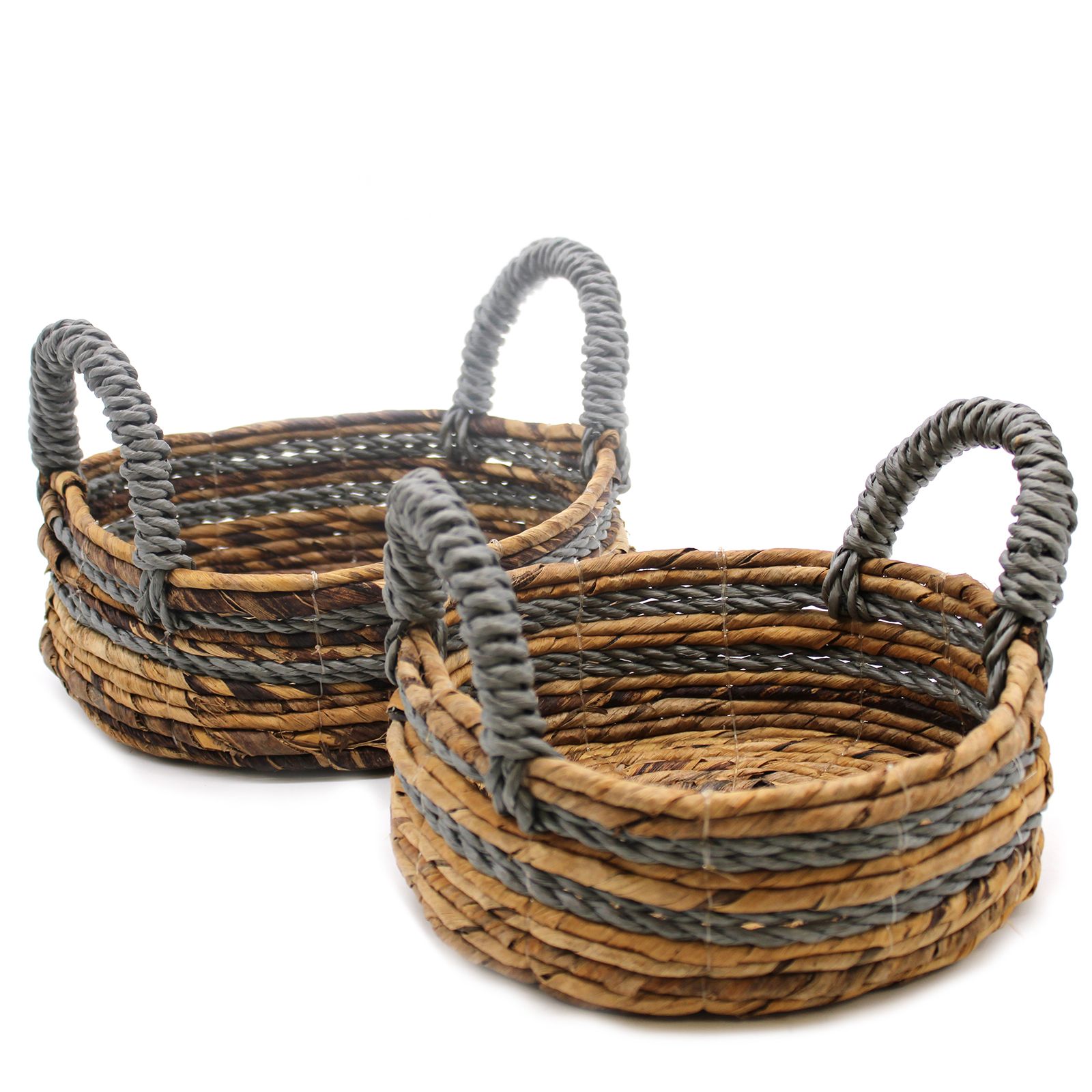 Panier bananier & raffia gris lot de 2
