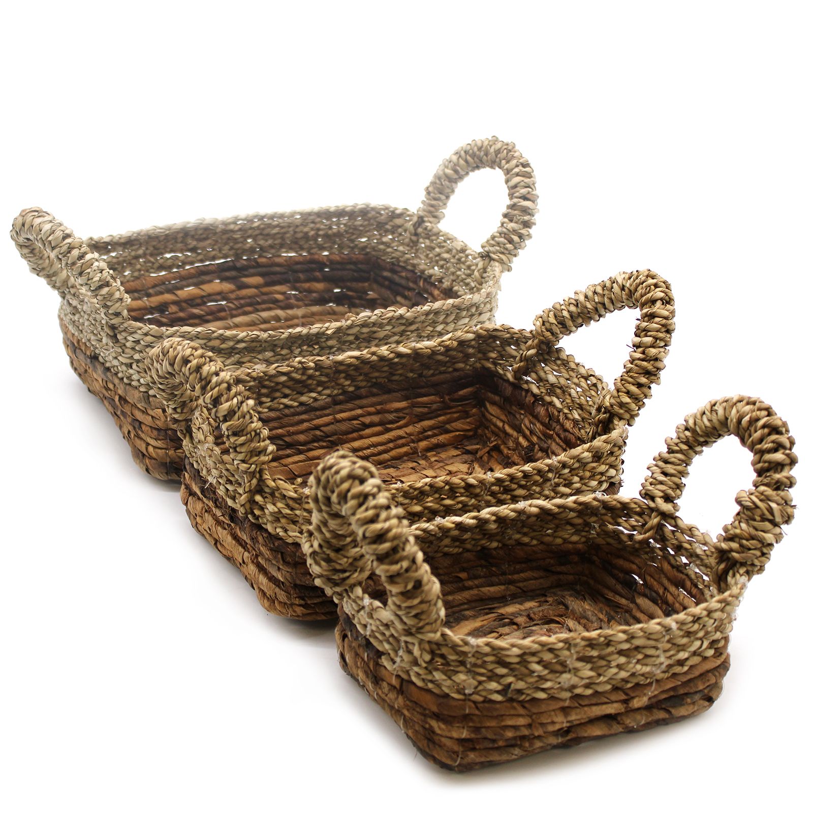 Panier carré bananier & jonc de mer lot de 3