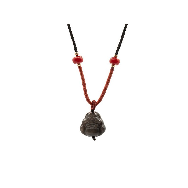 Collier Bouddha : Obsidienne noire