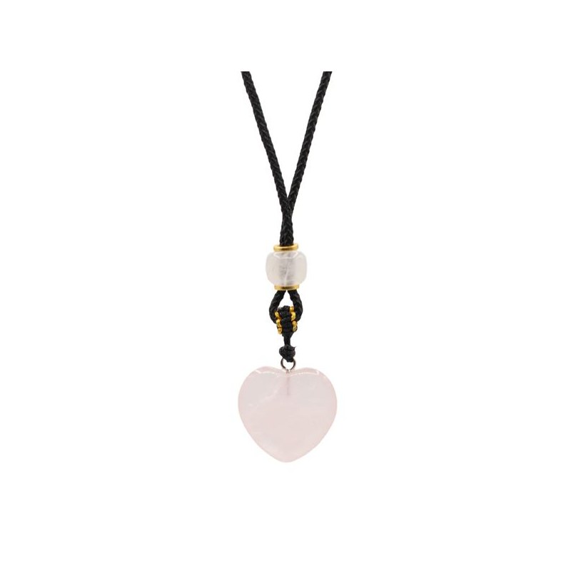 Collier cœur : Quartz Rose