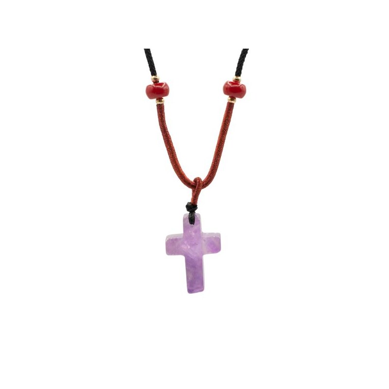 Collier croix : Améthyste