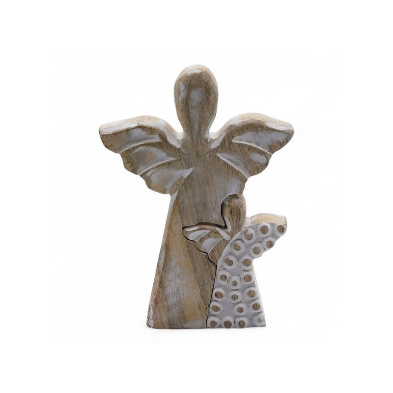 Statuette ange « ange dans l'ange » : patine blanche