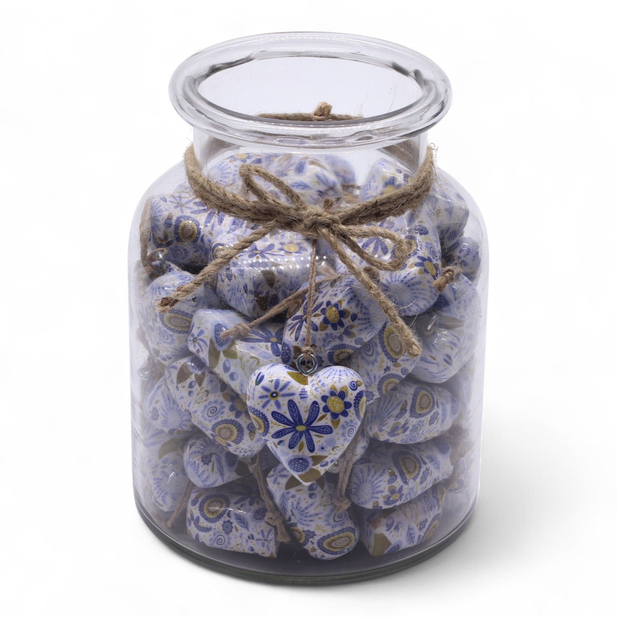 Cœurs décoratifs en bois floral bleu