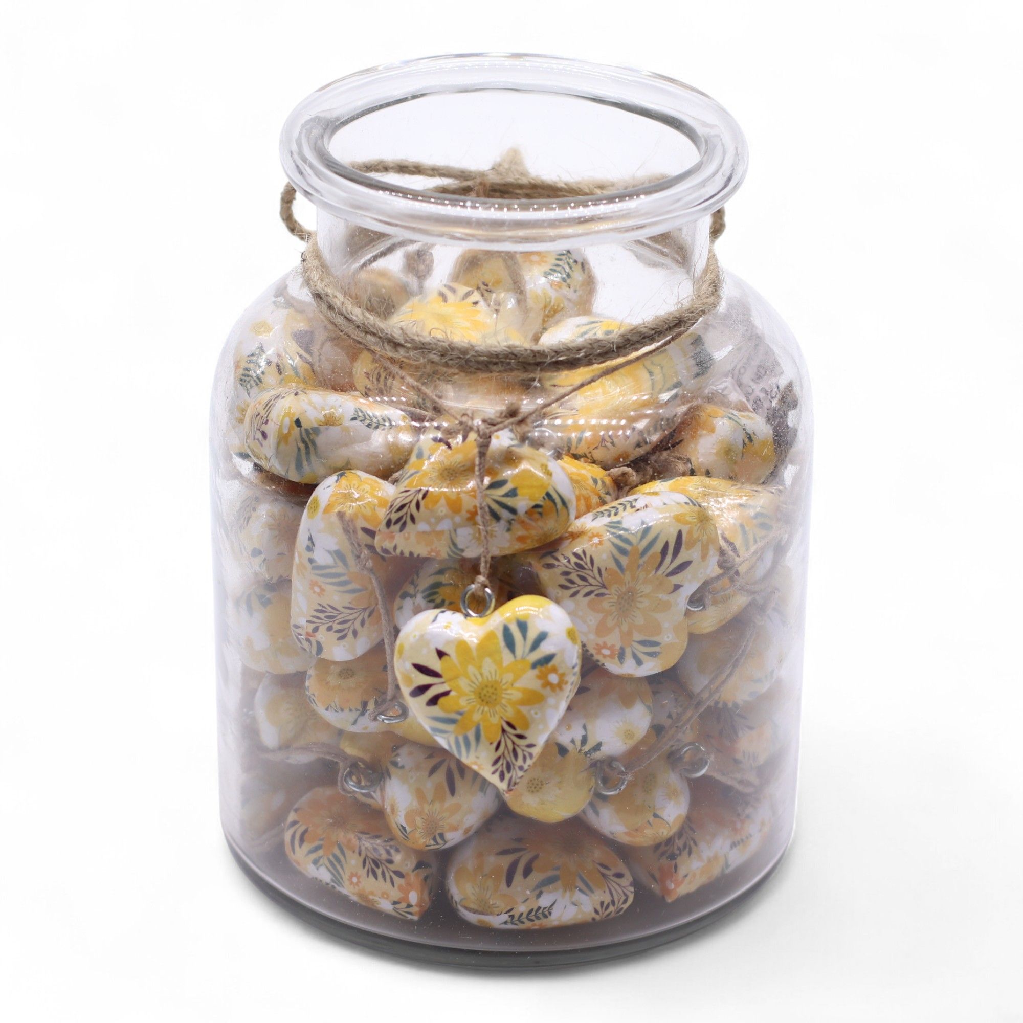 Cœurs décoratifs en bois floral jaune