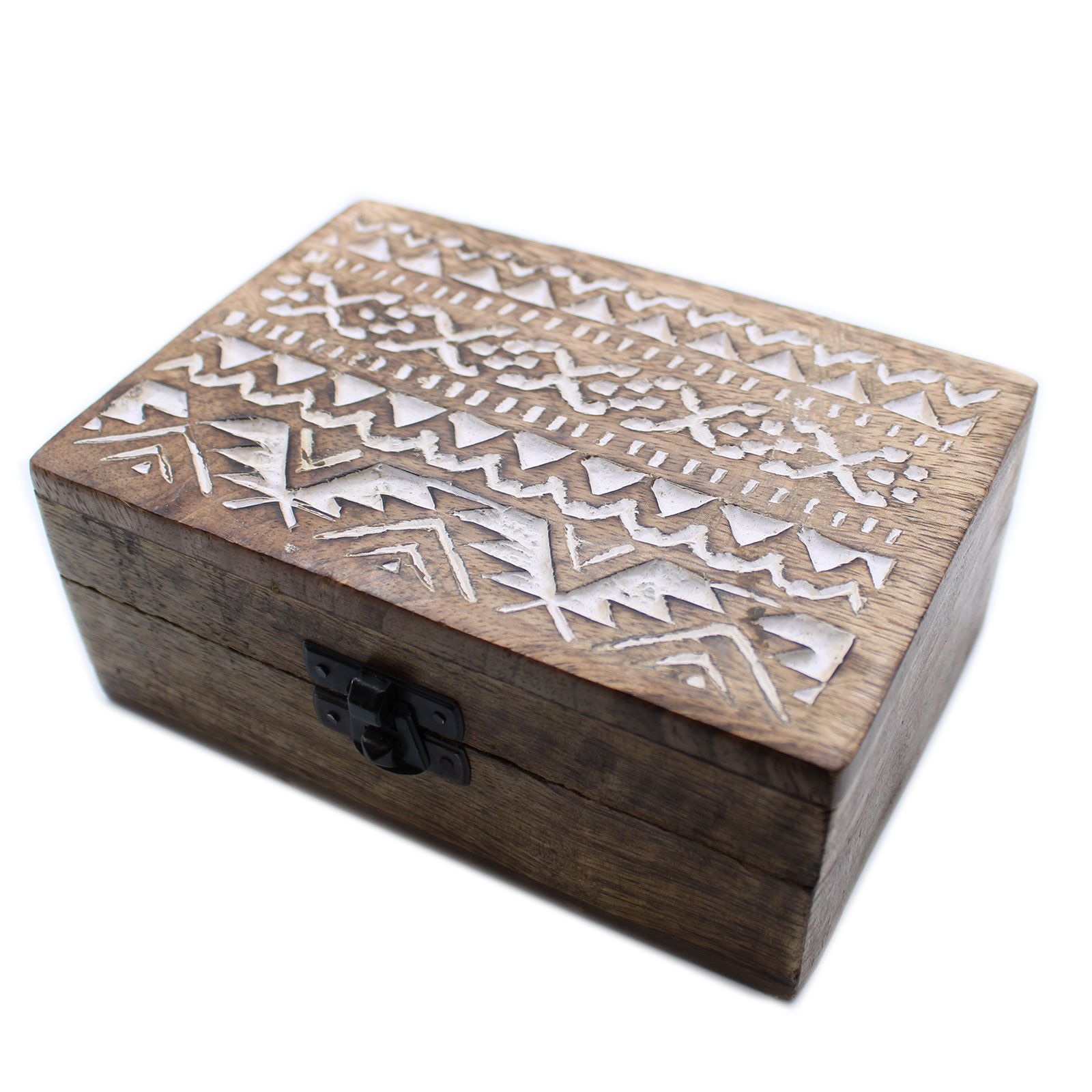 Boîte 6x4 bois blanchi motif slave